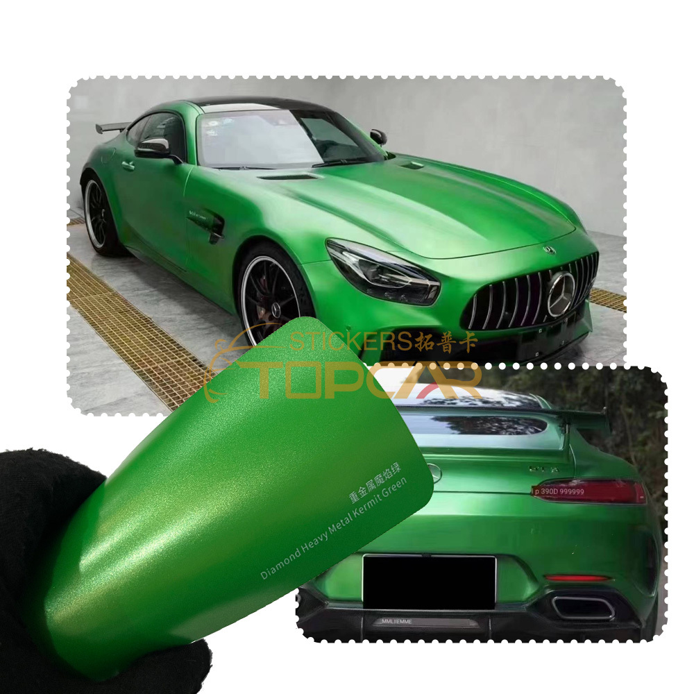 PET Diamond Heavy Metal Kermit Green Car Vinyl Wrap Film