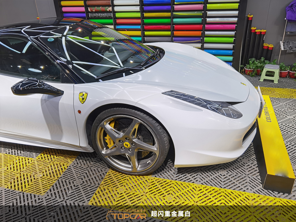 PET Diamond Heavy Metal White Car Vinyl Wrap Film