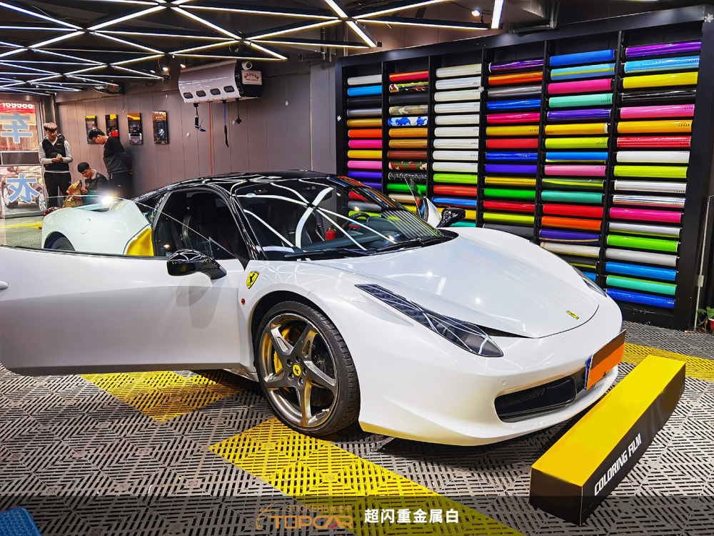 PET Diamond Heavy Metal White Car Vinyl Wrap Film