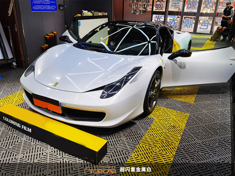 PET Diamond Heavy Metal White Car Vinyl Wrap Film