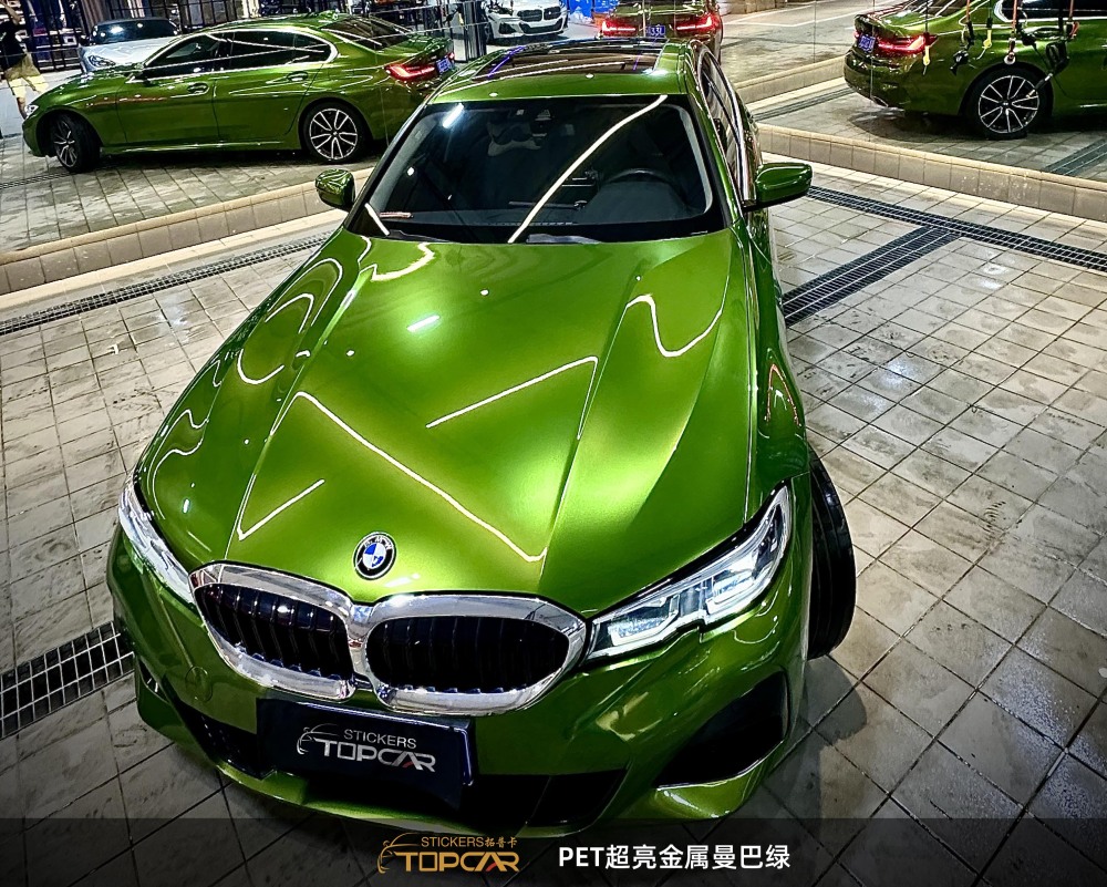 PET Satin Metallic Glossy Mamba Green Car Vinyl Wrap Film: Elevate with Glossy Flair