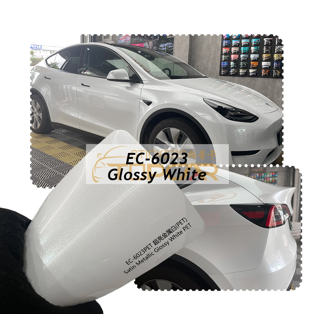 PET Satin Metallic Glossy White Car Vinyl Wrap Film: Elevate with Gloss & Texture