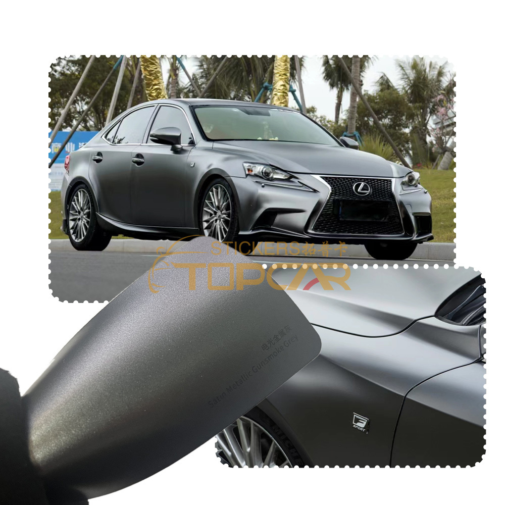 TOPCAR Satin Metallic Gunsmoke Grey Vinyl Wrap Car | Premium Car Wrap Paper