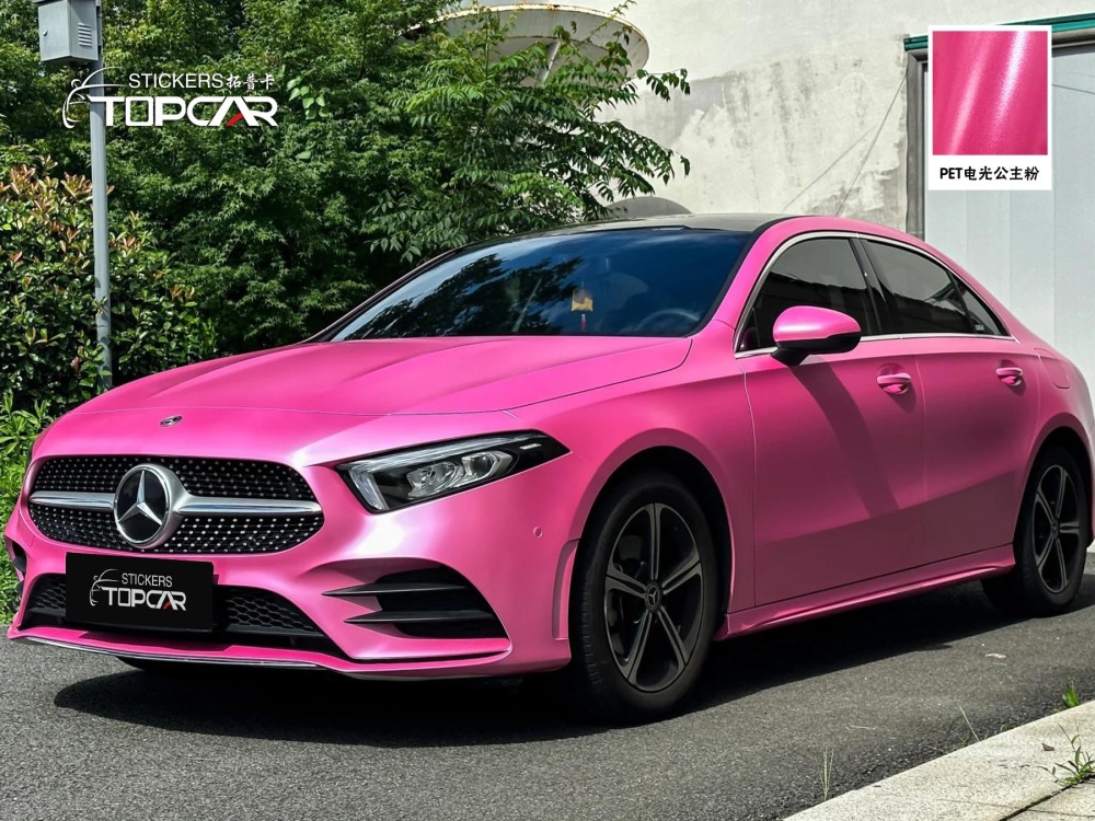 TOPCAR Satin Metallic Pink Vinyl Wrap Reflective Vehicle Sticker – Vinyl Wrap Sale
