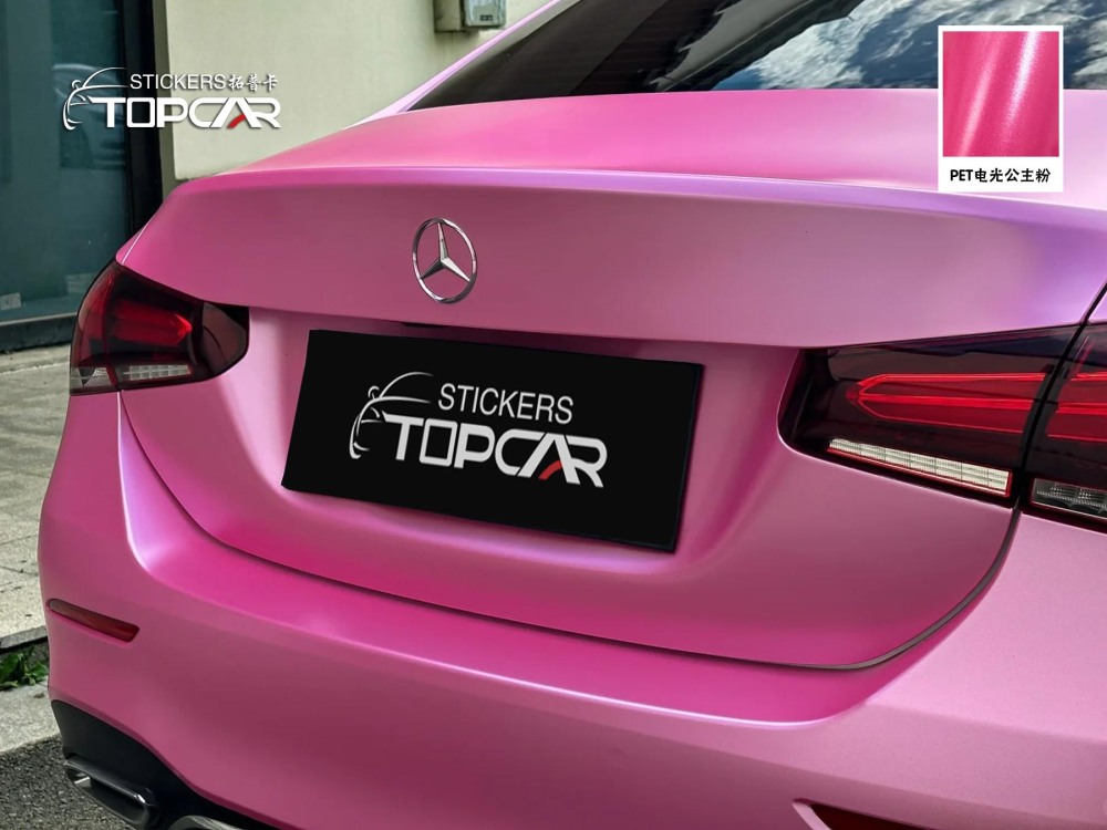 TOPCAR Satin Metallic Pink Vinyl Wrap Reflective Vehicle Sticker – Vinyl Wrap Sale
