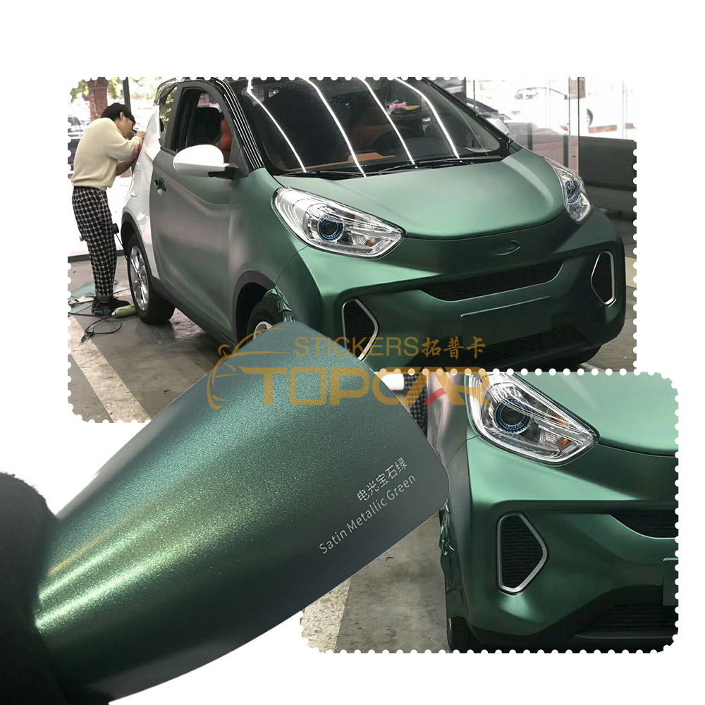 Title: Premium Vinyl for Car Wrap | TOPCAR Satin Metallic Green Protection