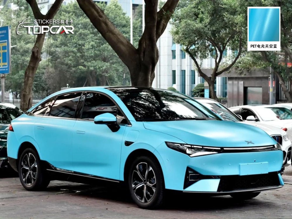 Premium Car Cover Vinyl | Discover TOPCAR Satin Metallic Sky Blue in Car Wrap Blue Collection