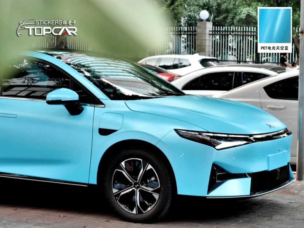 Premium Car Cover Vinyl | Discover TOPCAR Satin Metallic Sky Blue in Car Wrap Blue Collection
