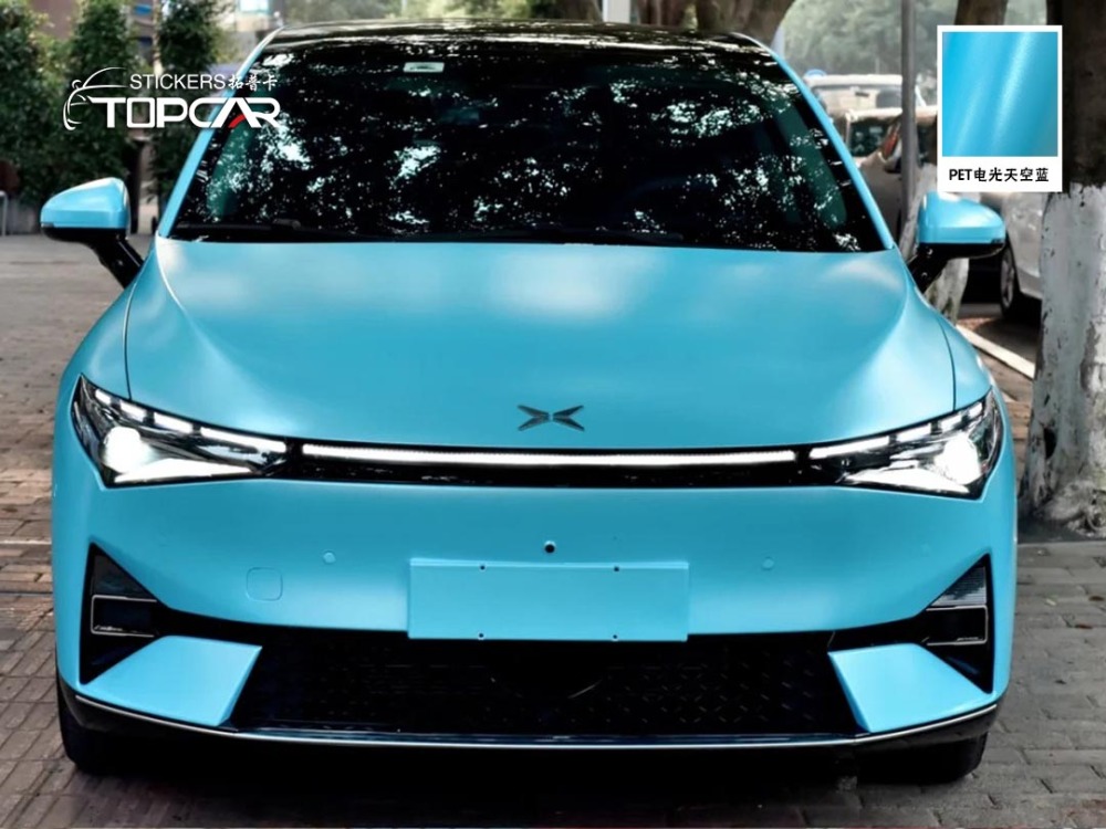 Premium Car Cover Vinyl | Discover TOPCAR Satin Metallic Sky Blue in Car Wrap Blue Collection