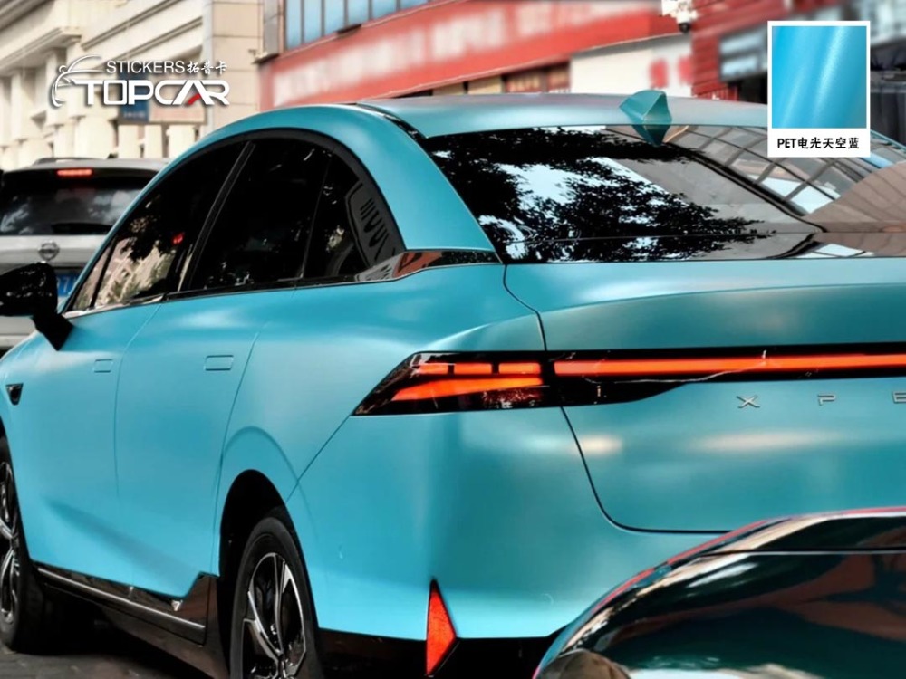 Premium Car Cover Vinyl | Discover TOPCAR Satin Metallic Sky Blue in Car Wrap Blue Collection