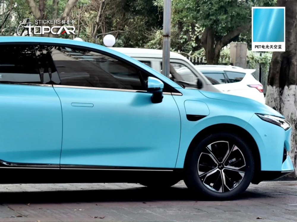 Premium Car Cover Vinyl | Discover TOPCAR Satin Metallic Sky Blue in Car Wrap Blue Collection