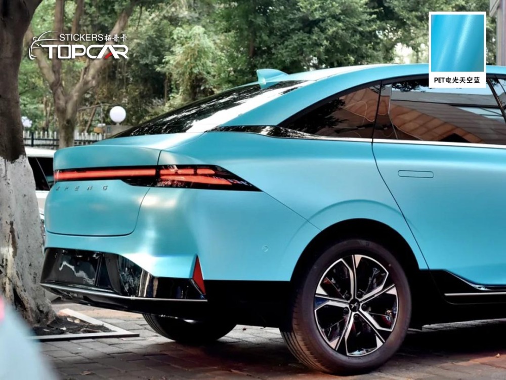 Premium Car Cover Vinyl | Discover TOPCAR Satin Metallic Sky Blue in Car Wrap Blue Collection