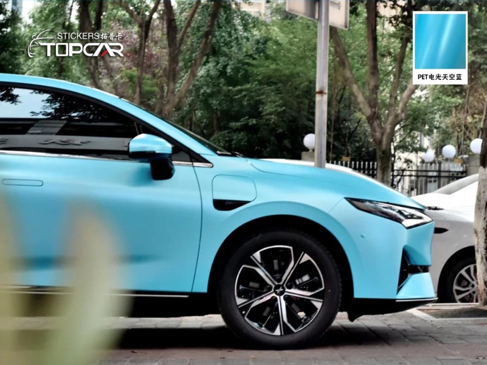 Premium Car Cover Vinyl | Discover TOPCAR Satin Metallic Sky Blue in Car Wrap Blue Collection