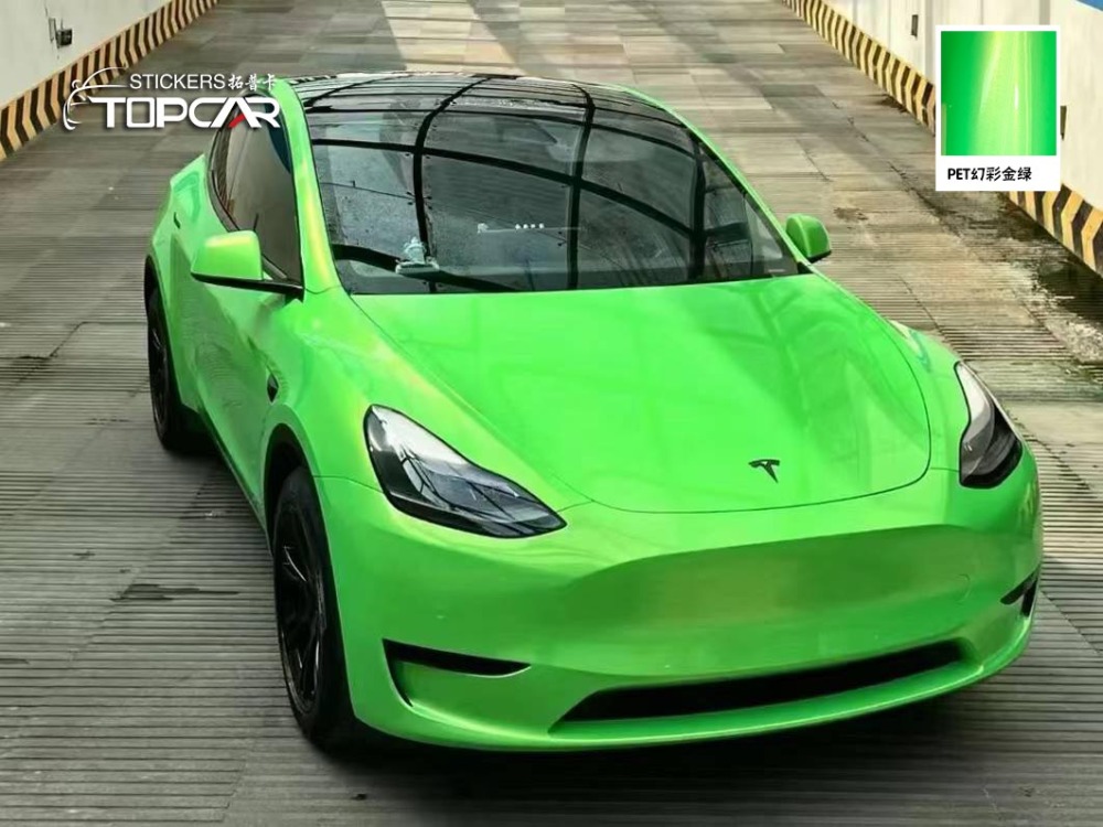 Vibrant Car Wrap Green Colors | TOPCAR Magic Gold Green for Car Wraps for Advertising