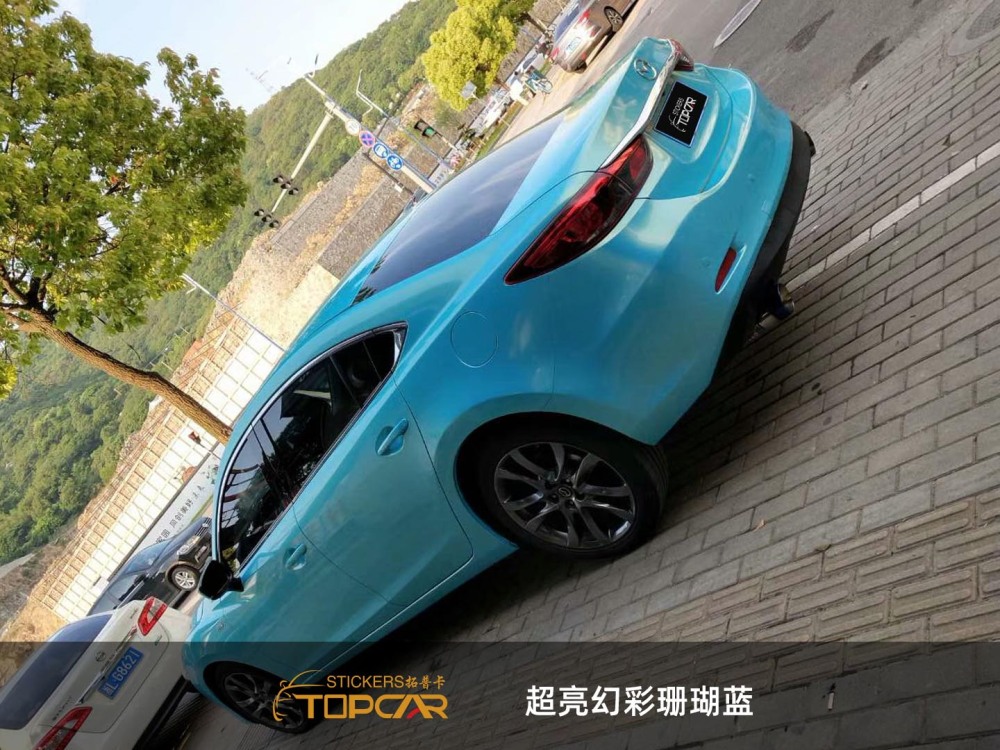 Dynamic Car Wrap Blue | TOPCAR Magic Gold Blue Chameleon in Car Wrap Material Sale