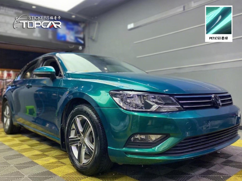 Holographic Car Vinyl Wrap | Explore TOPCAR Magic Gold Dark Green in Car Wrap Green Colors
