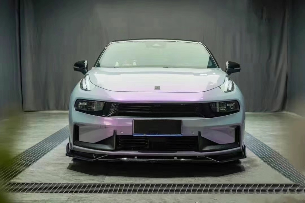 Dual-Use Car Interior Protective Film | TOPCAR Magic Candy Color Flip Grey Purple as Vibrant Car Color Film