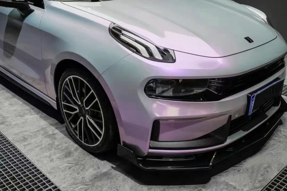 Dual-Use Car Interior Protective Film | TOPCAR Magic Candy Color Flip Grey Purple as Vibrant Car Color Film