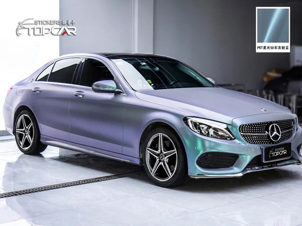 Transform with Wrap Matte Chrome: TOPCAR Diamond Matte Candy Flip Grey Blue by Expert Vinyl Roll Manufacturer