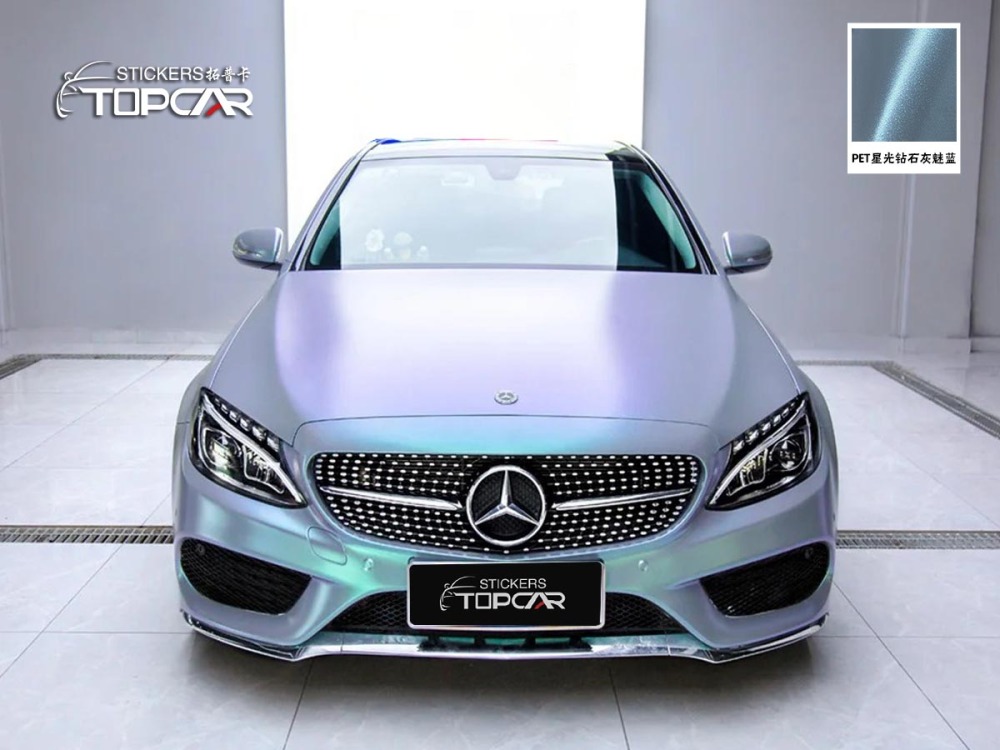 Transform with Wrap Matte Chrome: TOPCAR Diamond Matte Candy Flip Grey Blue by Expert Vinyl Roll Manufacturer
