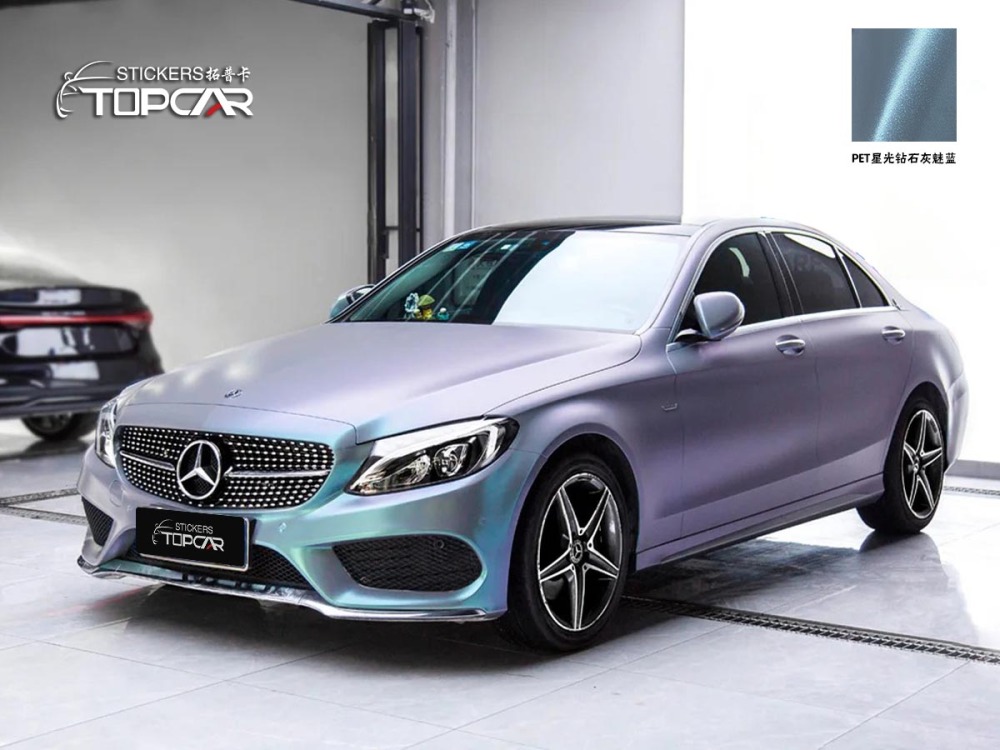 Transform with Wrap Matte Chrome: TOPCAR Diamond Matte Candy Flip Grey Blue by Expert Vinyl Roll Manufacturer