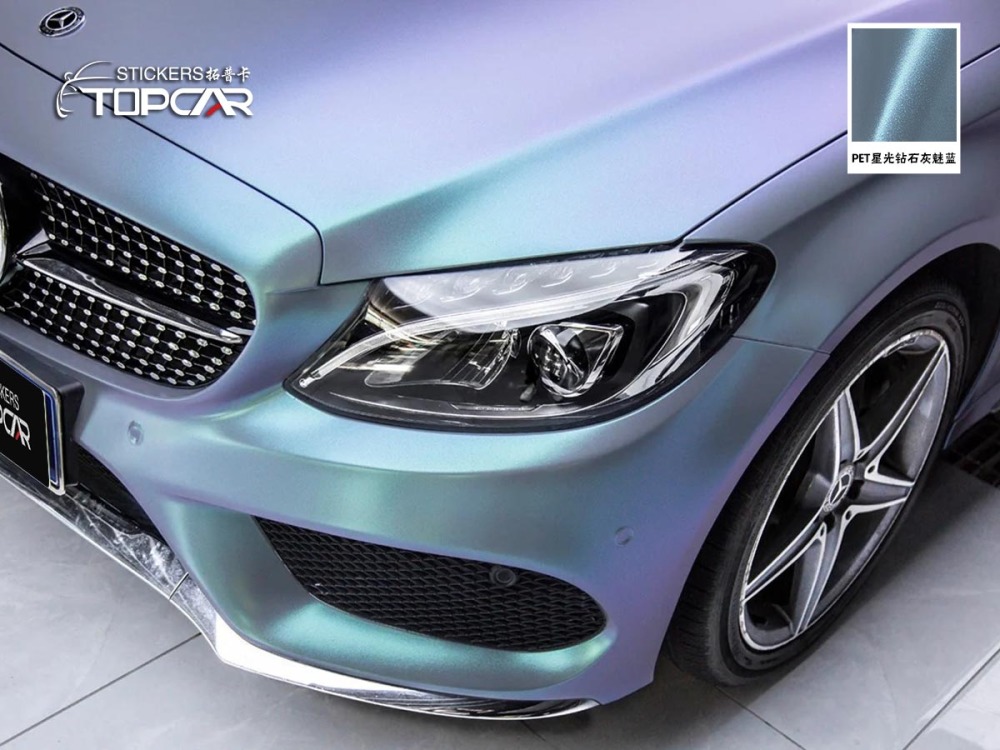 Transform with Wrap Matte Chrome: TOPCAR Diamond Matte Candy Flip Grey Blue by Expert Vinyl Roll Manufacturer