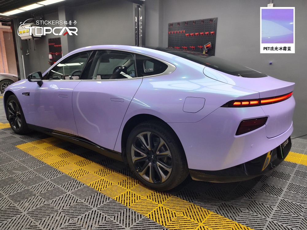 Outstanding Car Wrap Blue | TOPCAR Glossy Flip Glacial Frost Blue Car Gloss Vinyl Wrap