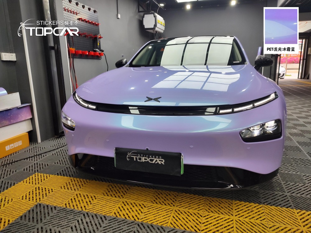 Outstanding Car Wrap Blue | TOPCAR Glossy Flip Glacial Frost Blue Car Gloss Vinyl Wrap