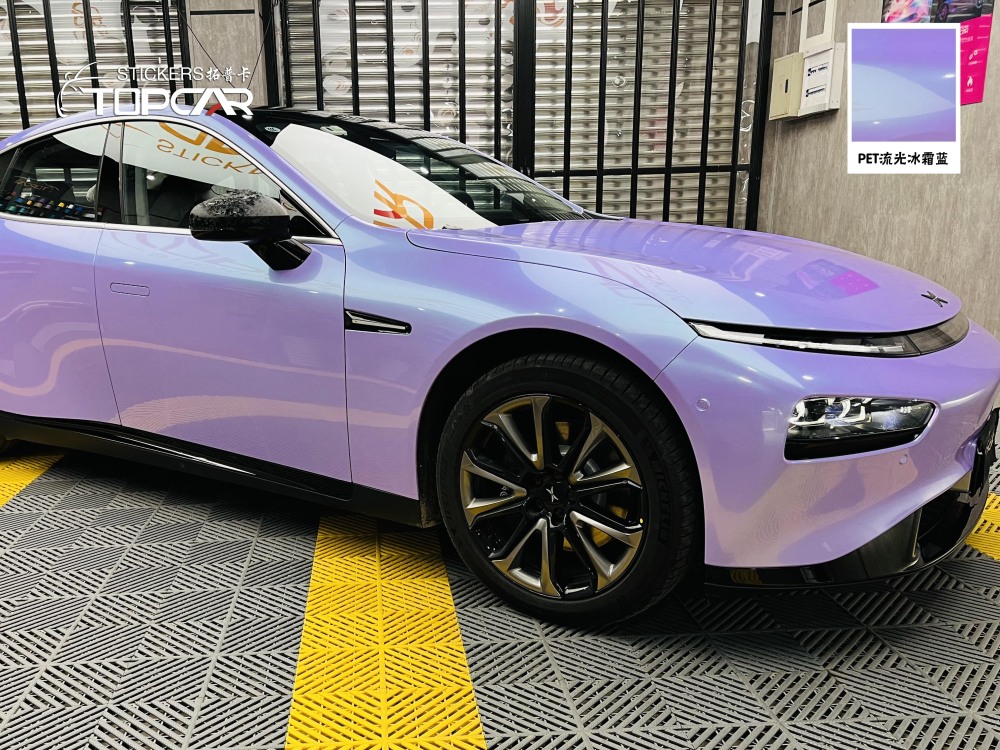 Outstanding Car Wrap Blue | TOPCAR Glossy Flip Glacial Frost Blue Car Gloss Vinyl Wrap