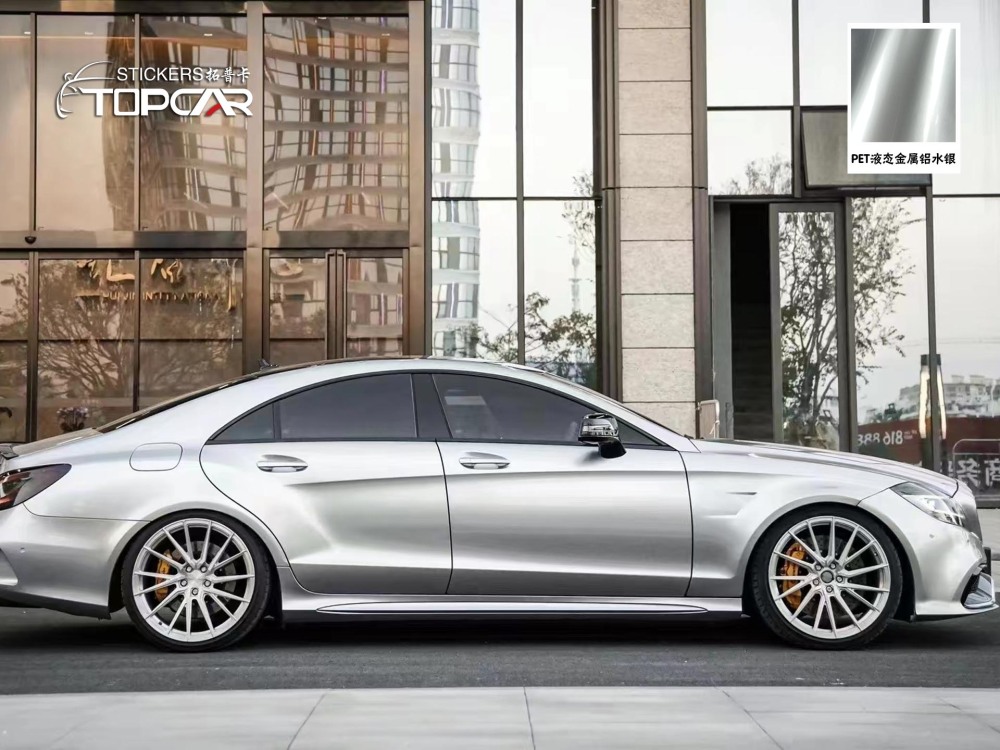 Luxurious Car Wrap Vinyl Silver | TOPCAR Liquid Metal Silver Car Cover Wrap Film