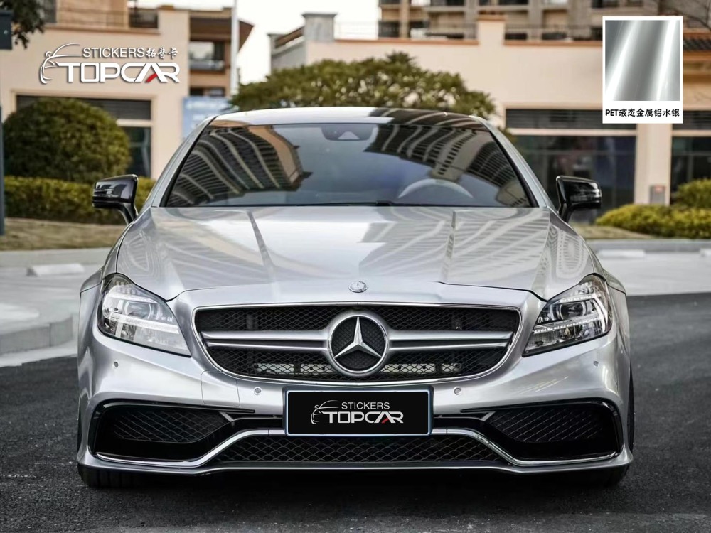 Luxurious Car Wrap Vinyl Silver | TOPCAR Liquid Metal Silver Car Cover Wrap Film