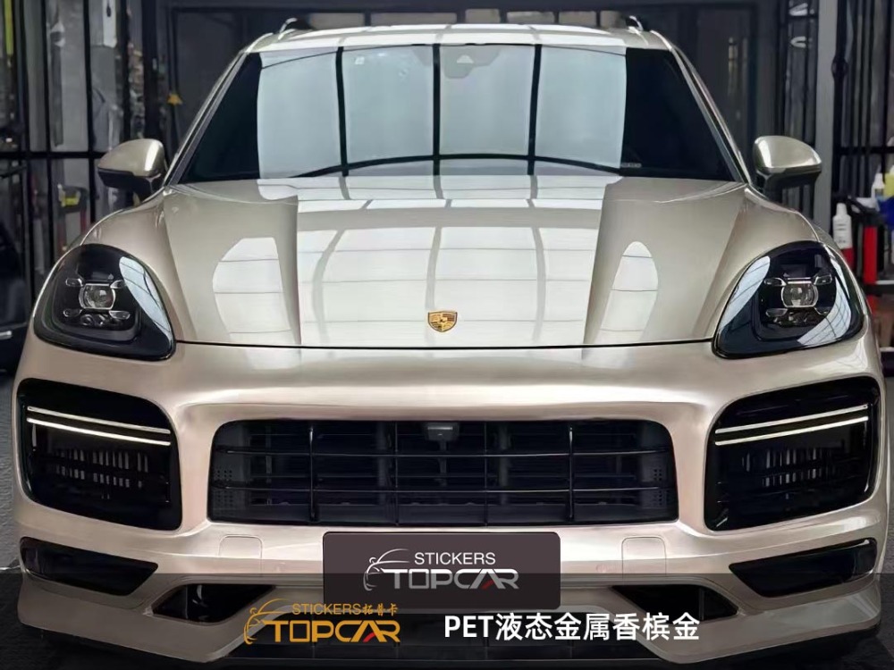 Elegant Car Wrap Vinyl | TOPCAR Liquid Metal Champagne Vinyl Car Body Sticker