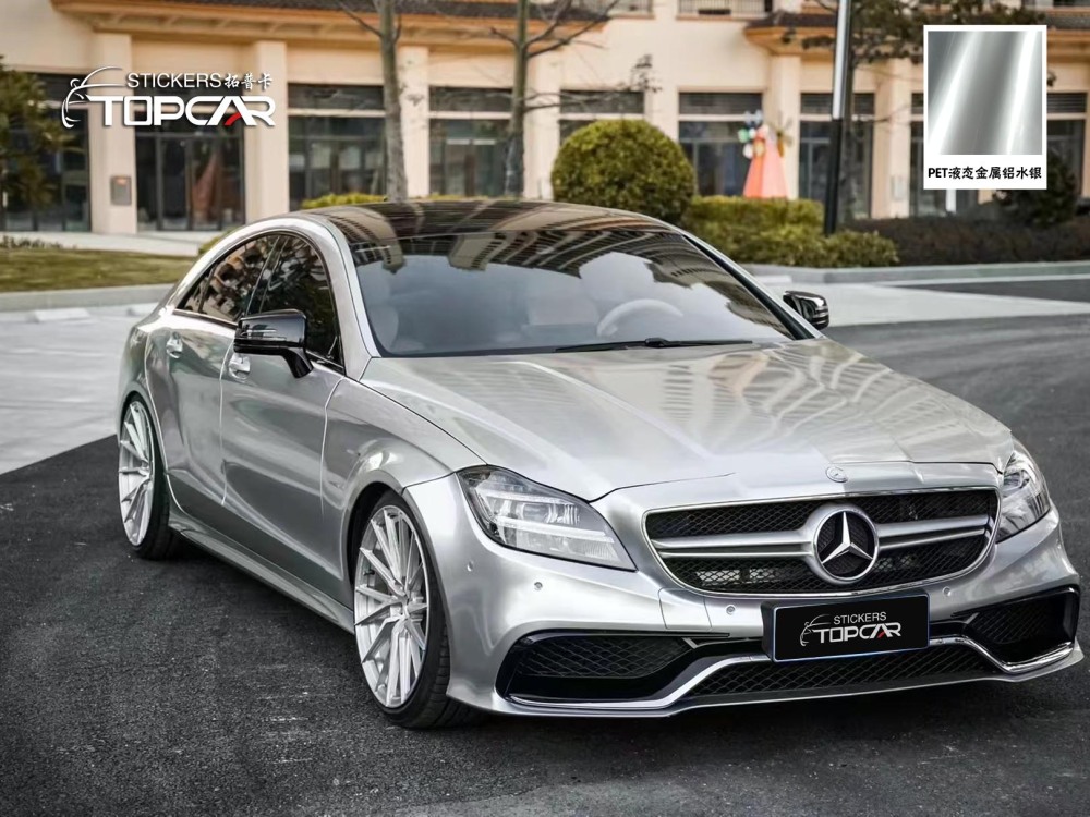 Luxurious Car Wrap Vinyl Silver | TOPCAR Liquid Metal Silver Car Cover Wrap Film