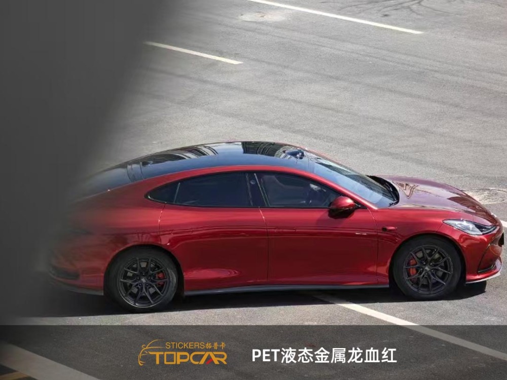 Luxury Metallic Car Wrap Vinyl | TOPCAR Liquid Metal Dragon Blood Red Car Wrap Vinyl for Sale