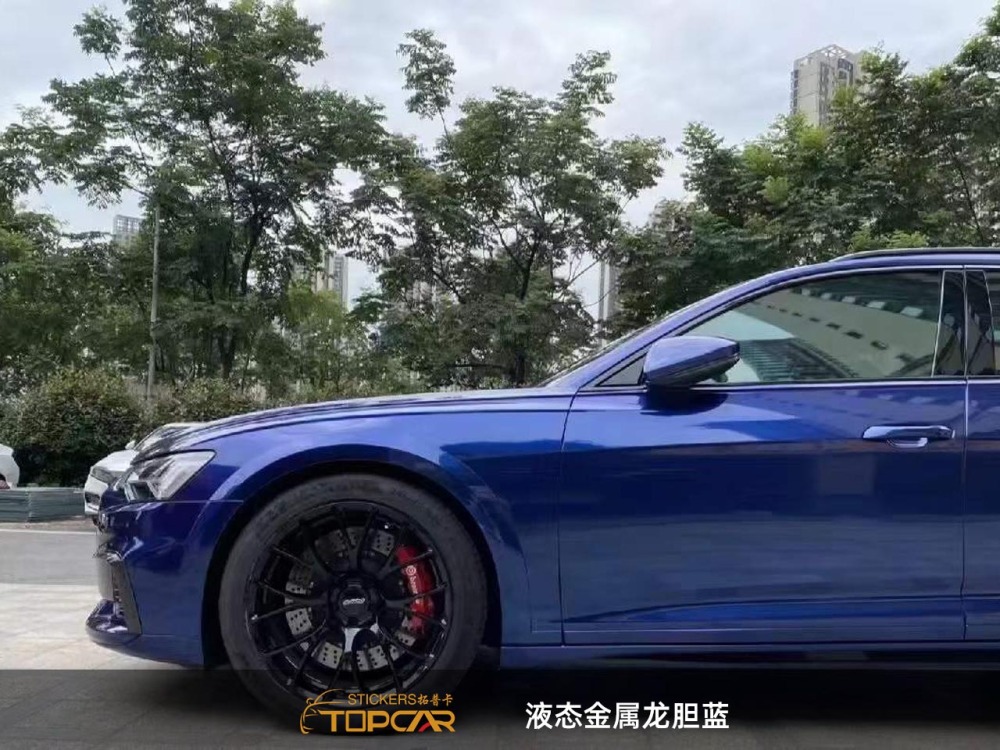 Flawless Car Wrap Vinyl Bubble Free | TOPCAR Liquid Metal Gentian Blue Vinyl Car Wrap