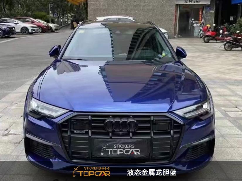 Flawless Car Wrap Vinyl Bubble Free | TOPCAR Liquid Metal Gentian Blue Vinyl Car Wrap