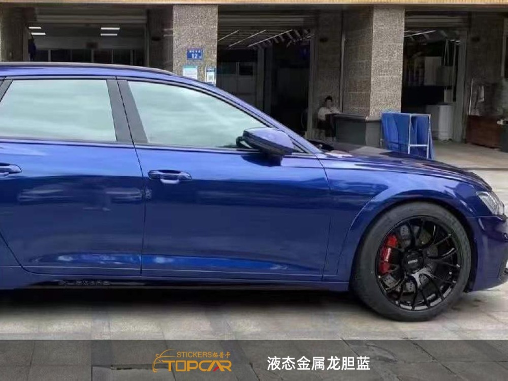 Flawless Car Wrap Vinyl Bubble Free | TOPCAR Liquid Metal Gentian Blue Vinyl Car Wrap