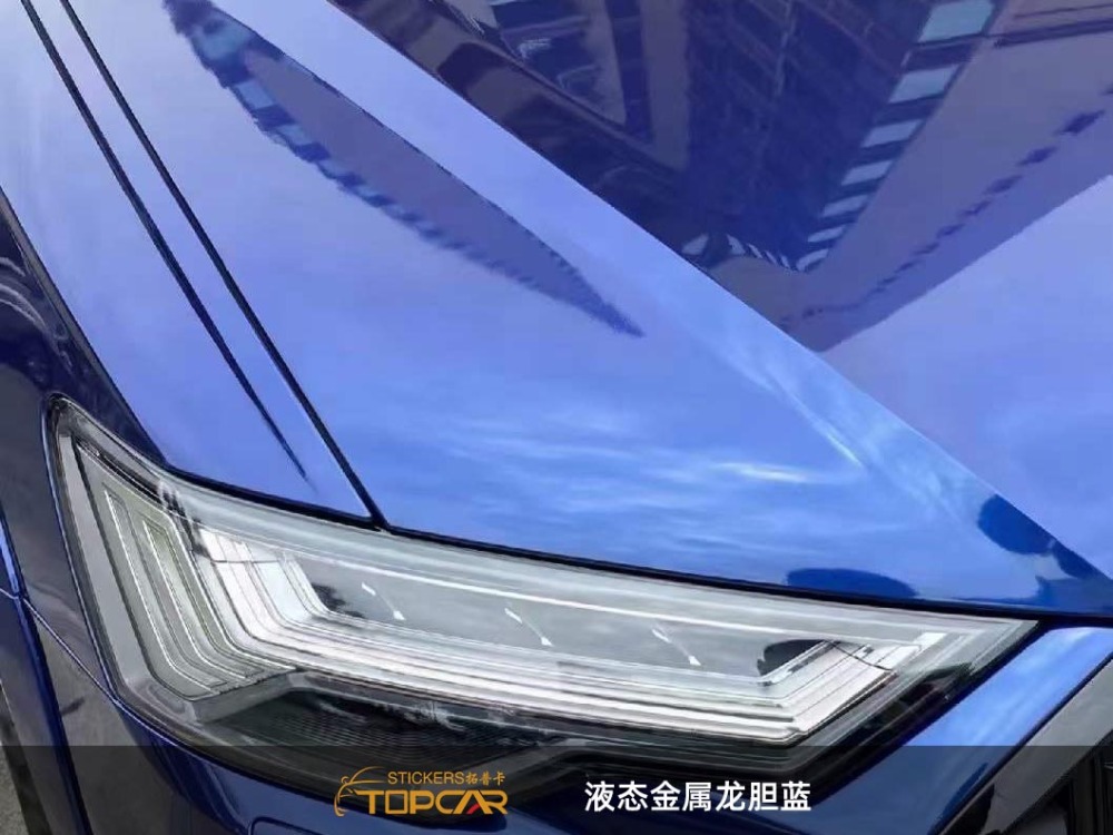 Flawless Car Wrap Vinyl Bubble Free | TOPCAR Liquid Metal Gentian Blue Vinyl Car Wrap