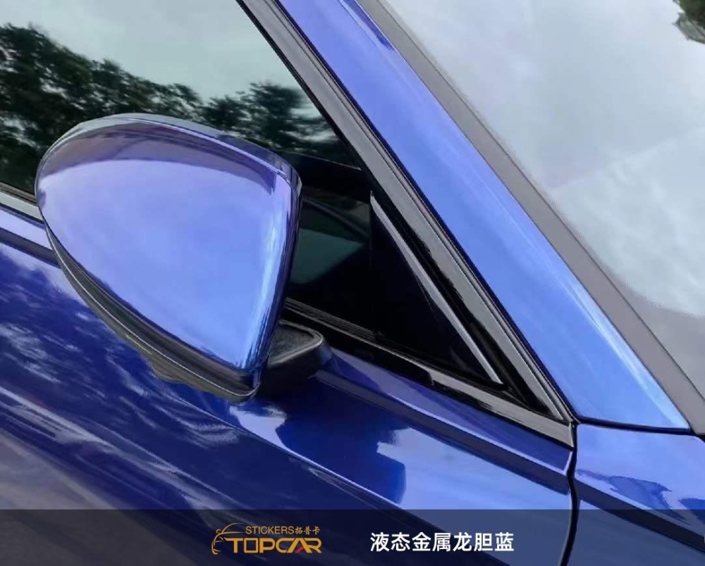 Flawless Car Wrap Vinyl Bubble Free | TOPCAR Liquid Metal Gentian Blue Vinyl Car Wrap