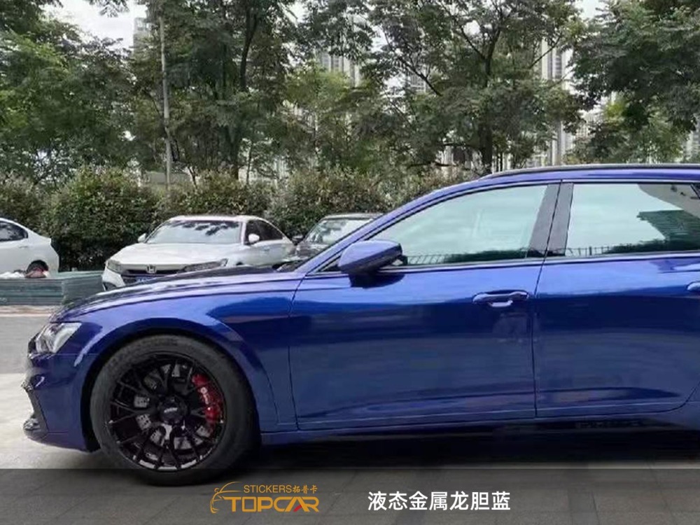 Flawless Car Wrap Vinyl Bubble Free | TOPCAR Liquid Metal Gentian Blue Vinyl Car Wrap