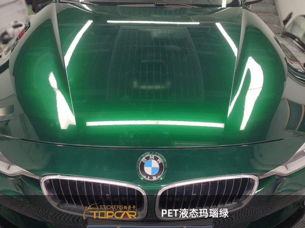 Artistic Car Wrap Stickers | TOPCAR Liquid Metal Agate Green PET Car Wrap Foil