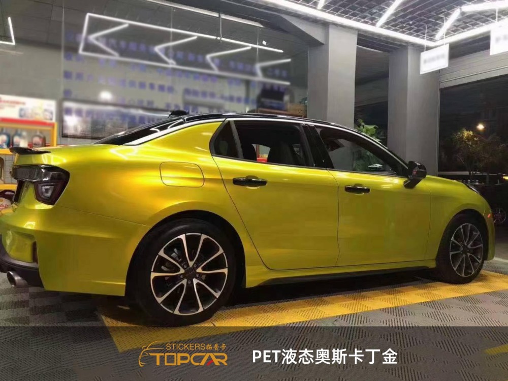 Luxury Car Wrap Gold | TOPCAR Liquid Metal Austin Gold PET Car Body Wrap Foil