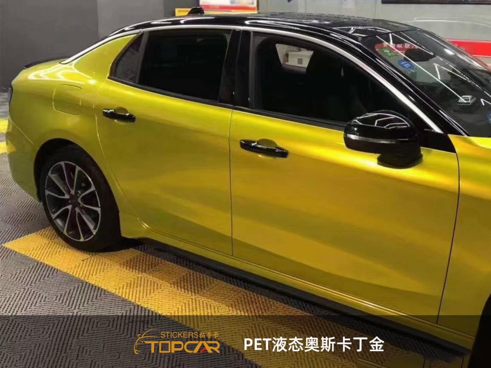 Luxury Car Wrap Gold | TOPCAR Liquid Metal Austin Gold PET Car Body Wrap Foil