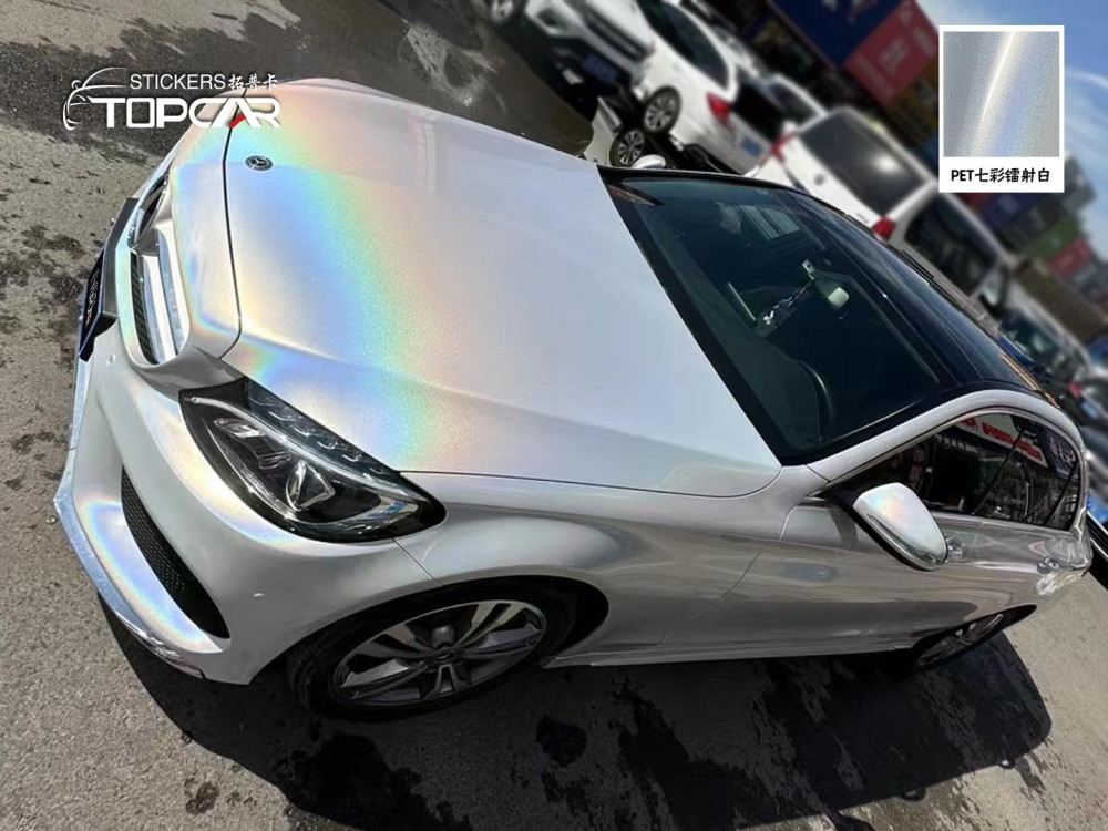 Luminous Car White Wrap | TOPCAR Diamond Laser White Vinyl Wrap Auto