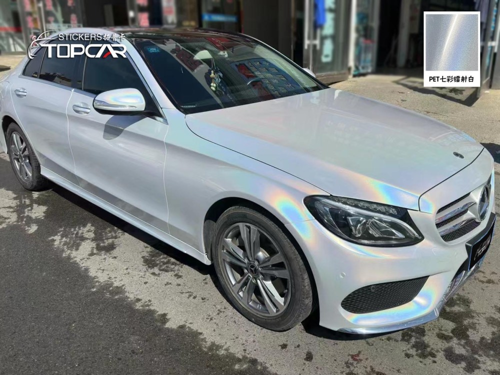 Luminous Car White Wrap | TOPCAR Diamond Laser White Vinyl Wrap Auto