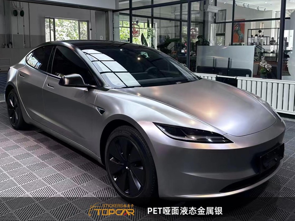 Premium Car Wrap Matte | TOPCAR Liquid Metal Matte Space Silver Car Wrap Vinyl Silver