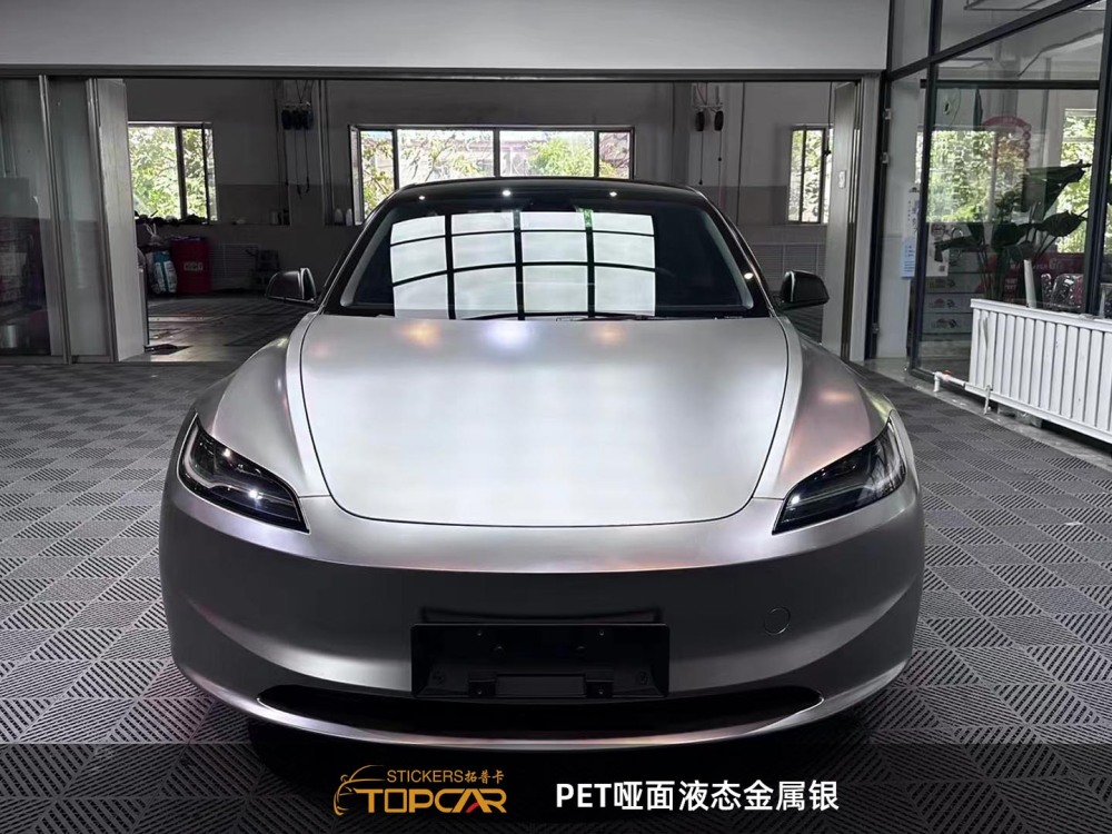 Premium Car Wrap Matte | TOPCAR Liquid Metal Matte Space Silver Car Wrap Vinyl Silver