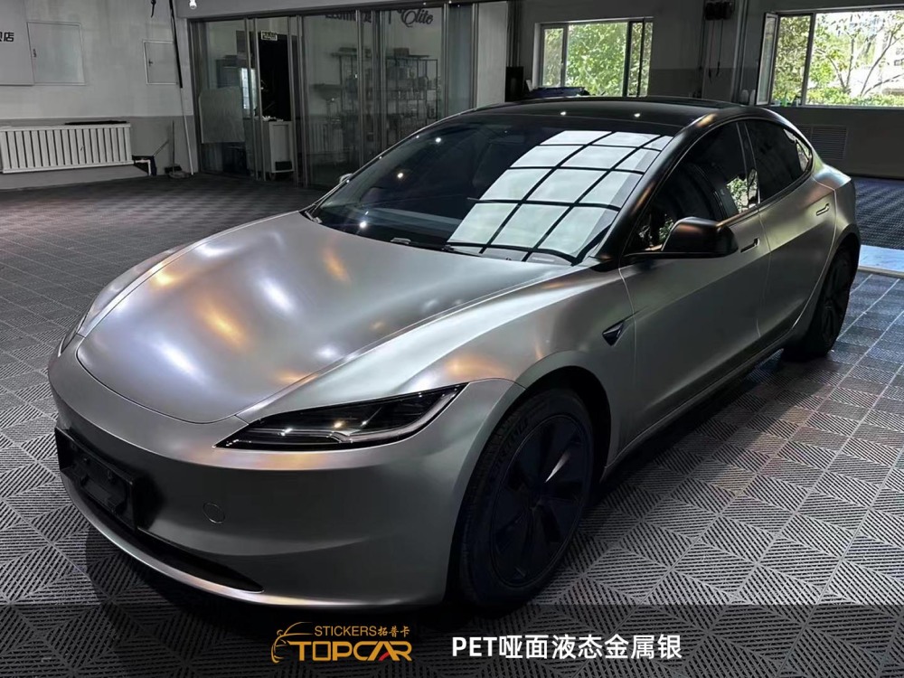 Premium Car Wrap Matte | TOPCAR Liquid Metal Matte Space Silver Car Wrap Vinyl Silver
