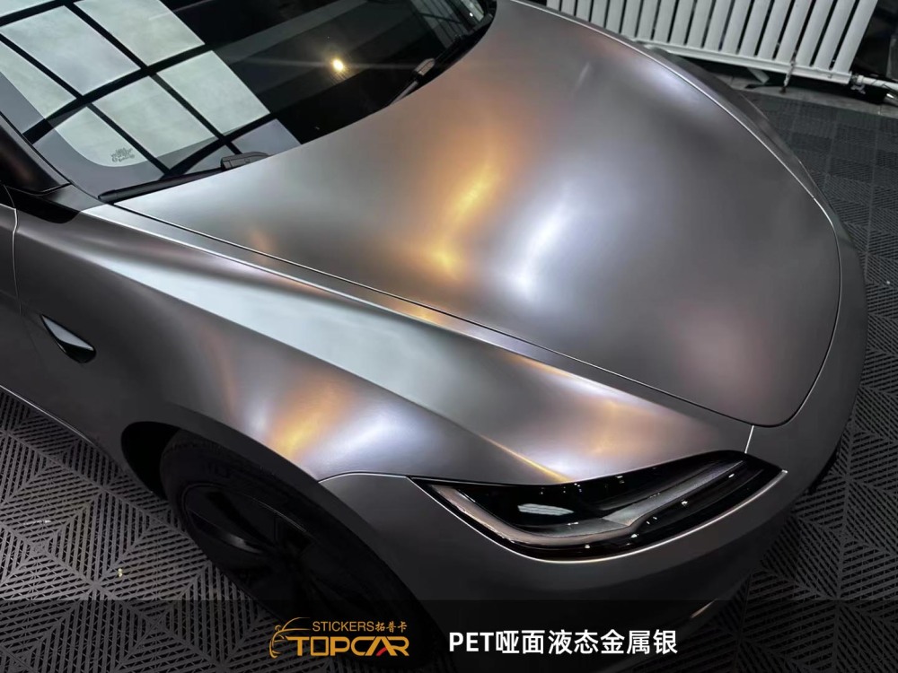 Premium Car Wrap Matte | TOPCAR Liquid Metal Matte Space Silver Car Wrap Vinyl Silver