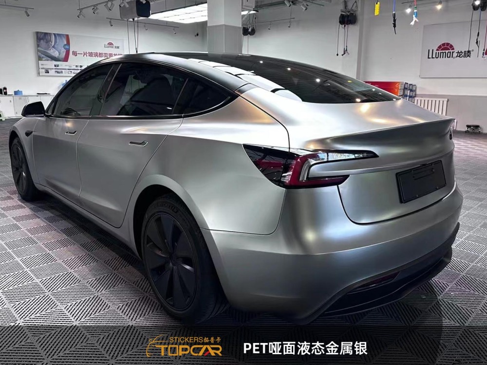 Premium Car Wrap Matte | TOPCAR Liquid Metal Matte Space Silver Car Wrap Vinyl Silver